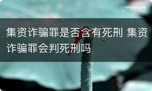 集资诈骗罪是否含有死刑 集资诈骗罪会判死刑吗