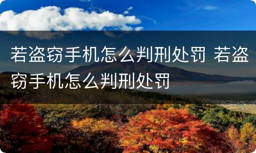 若盗窃手机怎么判刑处罚 若盗窃手机怎么判刑处罚