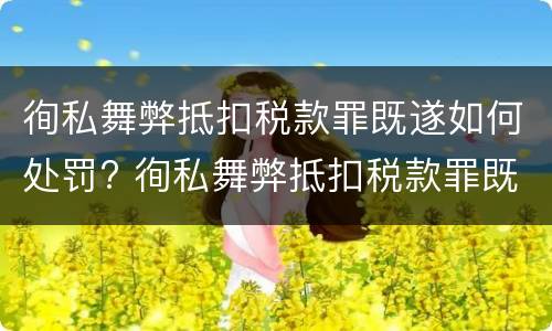 徇私舞弊抵扣税款罪既遂如何处罚? 徇私舞弊抵扣税款罪既遂如何处罚案例