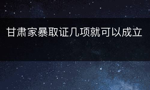 甘肃家暴取证几项就可以成立