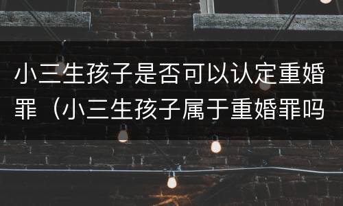 小三生孩子是否可以认定重婚罪（小三生孩子属于重婚罪吗）