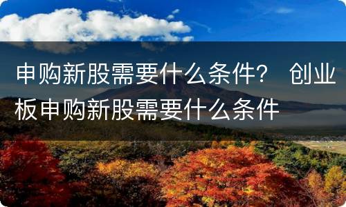 申购新股需要什么条件？ 创业板申购新股需要什么条件