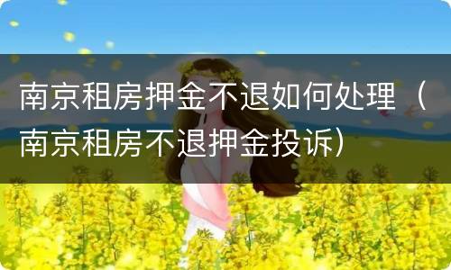 南京租房押金不退如何处理（南京租房不退押金投诉）