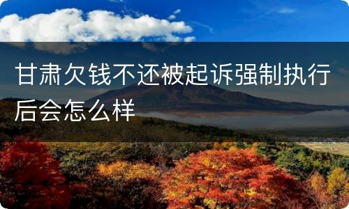 甘肃欠钱不还被起诉强制执行后会怎么样