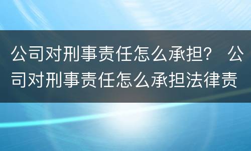公司对刑事责任怎么承担？ 公司对刑事责任怎么承担法律责任