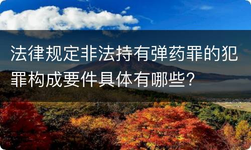 法律规定非法持有弹药罪的犯罪构成要件具体有哪些?