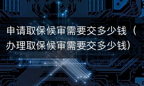 申请取保候审需要交多少钱（办理取保候审需要交多少钱）
