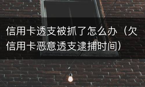 信用卡透支被抓了怎么办（欠信用卡恶意透支逮捕时间）