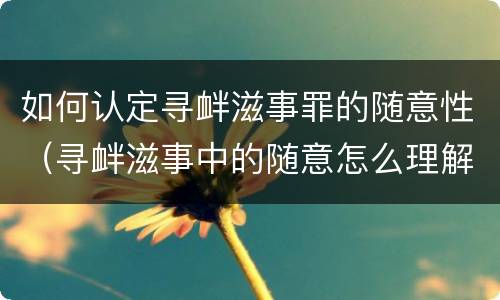 如何认定寻衅滋事罪的随意性（寻衅滋事中的随意怎么理解）