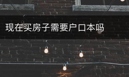 现在买房子需要户口本吗