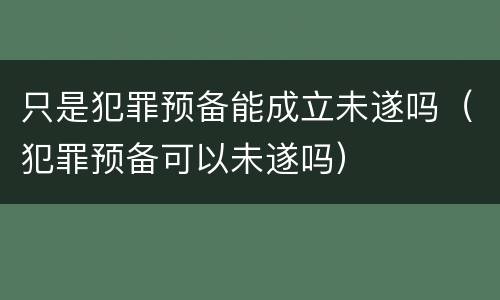 只是犯罪预备能成立未遂吗（犯罪预备可以未遂吗）