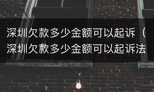 深圳欠款多少金额可以起诉（深圳欠款多少金额可以起诉法院）