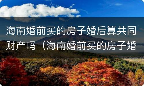 海南婚前买的房子婚后算共同财产吗（海南婚前买的房子婚后算共同财产吗怎么算）