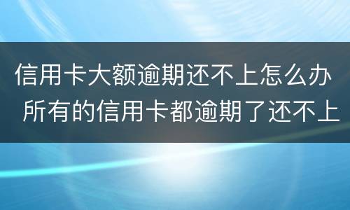 信用卡大额逾期还不上怎么办 所有的信用卡都逾期了还不上,怎么办