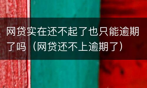 网贷实在还不起了也只能逾期了吗（网贷还不上逾期了）