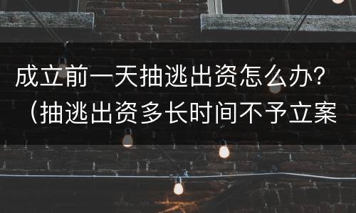 成立前一天抽逃出资怎么办？（抽逃出资多长时间不予立案）