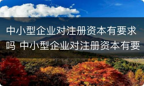 中小型企业对注册资本有要求吗 中小型企业对注册资本有要求吗知乎
