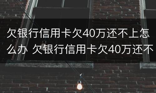 欠银行信用卡欠40万还不上怎么办 欠银行信用卡欠40万还不上怎么办呢