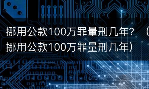 挪用公款100万罪量刑几年？（挪用公款100万罪量刑几年）