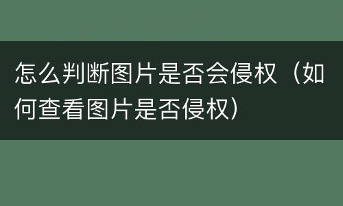 怎么判断图片是否会侵权（如何查看图片是否侵权）