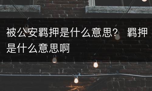 被公安羁押是什么意思？ 羁押是什么意思啊