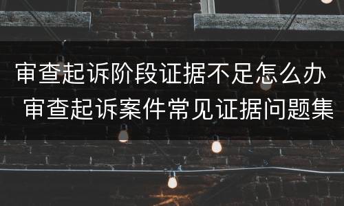 审查起诉阶段证据不足怎么办 审查起诉案件常见证据问题集述