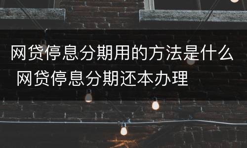 网贷停息分期用的方法是什么 网贷停息分期还本办理