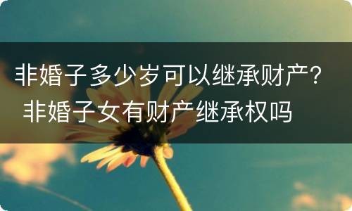 非婚子多少岁可以继承财产？ 非婚子女有财产继承权吗