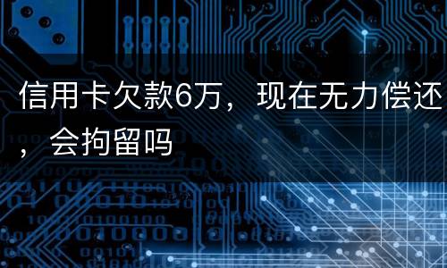 信用卡欠款6万，现在无力偿还，会拘留吗