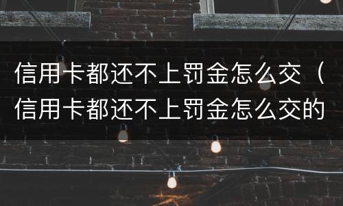 信用卡都还不上罚金怎么交（信用卡都还不上罚金怎么交的）