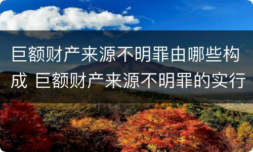 巨额财产来源不明罪由哪些构成 巨额财产来源不明罪的实行行为是什么