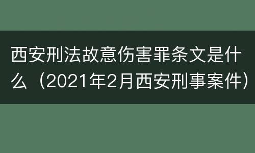 西安刑法故意伤害罪条文是什么（2021年2月西安刑事案件）