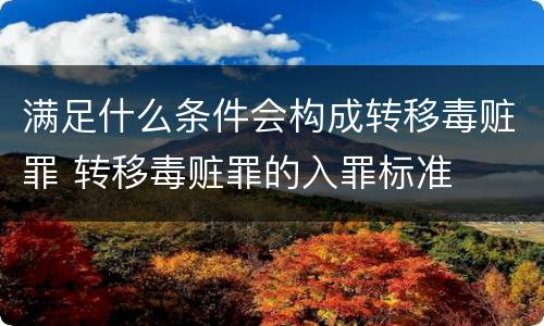 满足什么条件会构成转移毒赃罪 转移毒赃罪的入罪标准