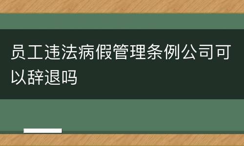 员工违法病假管理条例公司可以辞退吗