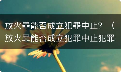放火罪能否成立犯罪中止？（放火罪能否成立犯罪中止犯罪）