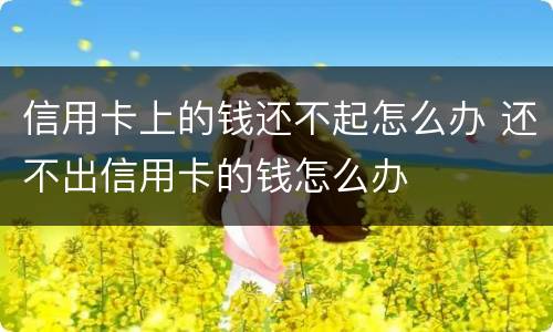 信用卡上的钱还不起怎么办 还不出信用卡的钱怎么办