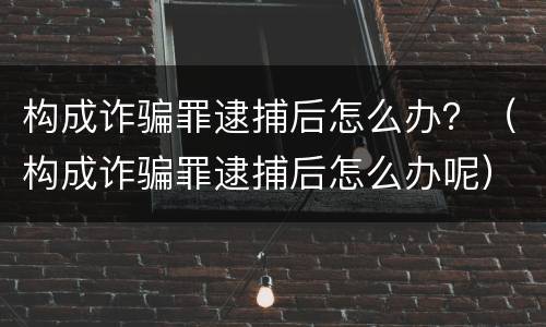 构成诈骗罪逮捕后怎么办？（构成诈骗罪逮捕后怎么办呢）