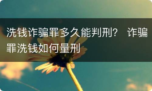 洗钱诈骗罪多久能判刑？ 诈骗罪洗钱如何量刑
