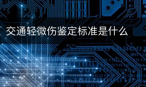 交通轻微伤鉴定标准是什么