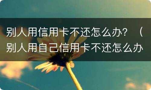 别人用信用卡不还怎么办？（别人用自己信用卡不还怎么办）
