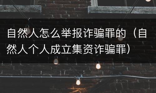 自然人怎么举报诈骗罪的（自然人个人成立集资诈骗罪）