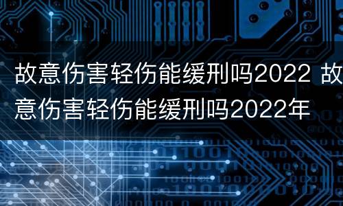 故意伤害轻伤能缓刑吗2022 故意伤害轻伤能缓刑吗2022年