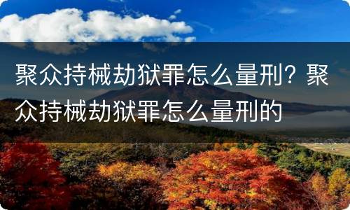 聚众持械劫狱罪怎么量刑? 聚众持械劫狱罪怎么量刑的