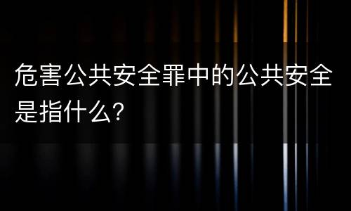 危害公共安全罪中的公共安全是指什么？