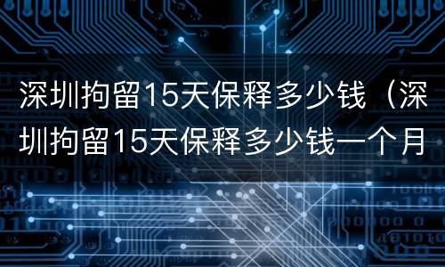 深圳拘留15天保释多少钱（深圳拘留15天保释多少钱一个月）