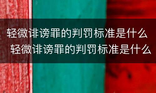 轻微诽谤罪的判罚标准是什么 轻微诽谤罪的判罚标准是什么意思