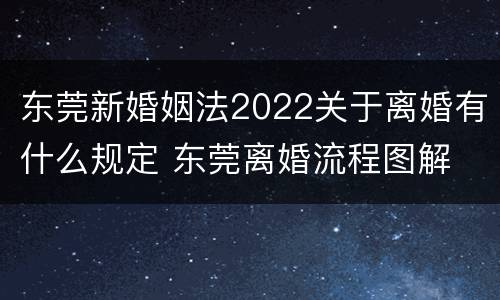 东莞新婚姻法2022关于离婚有什么规定 东莞离婚流程图解
