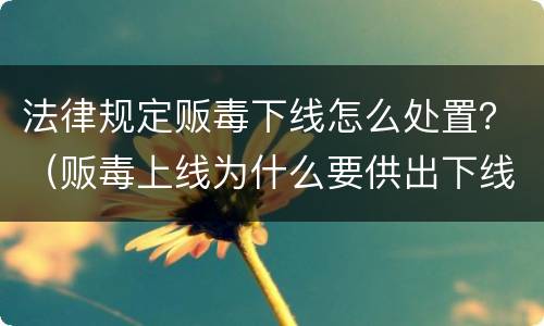 法律规定贩毒下线怎么处置？（贩毒上线为什么要供出下线）