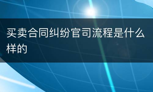 买卖合同纠纷官司流程是什么样的