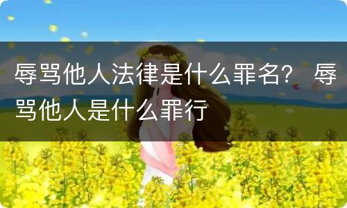 辱骂他人法律是什么罪名？ 辱骂他人是什么罪行